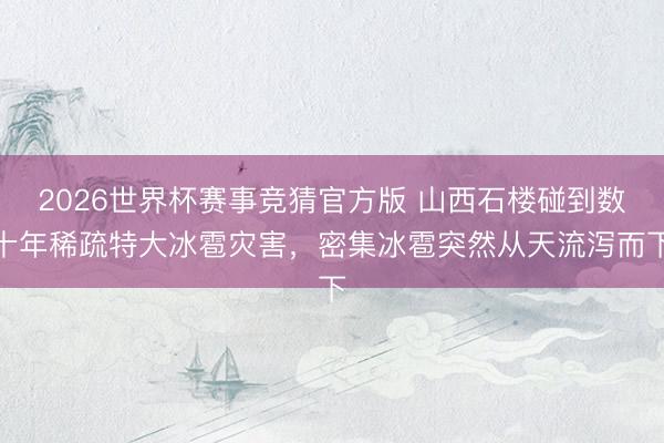 2026世界杯赛事竞猜官方版 山西石楼碰到数十年稀疏特大冰雹灾害，密集冰雹突然从天流泻而下