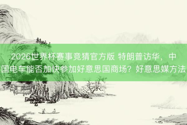 2026世界杯赛事竞猜官方版 特朗普访华，中国电车能否加快参加好意思国商场？好意思媒方法