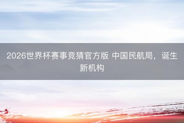 2026世界杯赛事竞猜官方版 中国民航局,诞生新机构