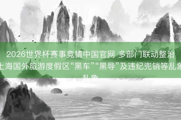 2026世界杯赛事竞猜中国官网 多部门联动整治上海国外旅游度假区“黑车”“黑导”及违纪兜销等乱象