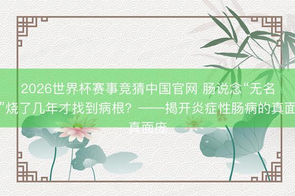 2026世界杯赛事竞猜中国官网 肠说念“无名火”烧了几年才找到病根？——揭开炎症性肠病的真面庞