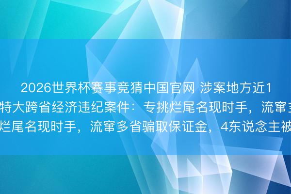 2026世界杯赛事竞猜中国官网 涉案地方近100亿元！四川警方侦破特大跨省经济违纪案件：专挑烂尾名现时手，流窜多省骗取保证金，4东说念主被捏获