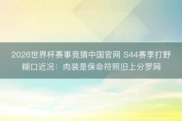 2026世界杯赛事竞猜中国官网 S44赛季打野糊口近况:肉装是保命符照旧上分罗网
