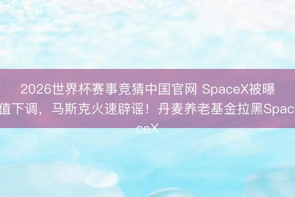 2026世界杯赛事竞猜中国官网 SpaceX被曝估值下调，马斯克火速辟谣！丹麦养老基金拉黑SpaceX