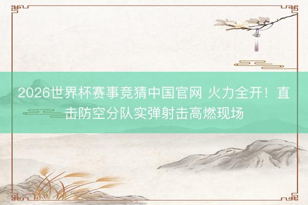 2026世界杯赛事竞猜中国官网 火力全开!直击防空分队实弹射击高燃现场