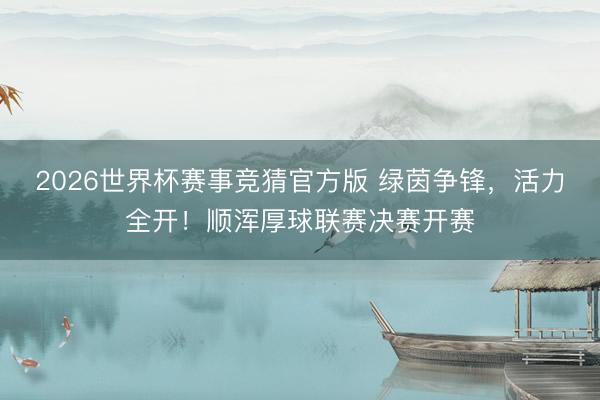 2026世界杯赛事竞猜官方版 绿茵争锋，活力全开！顺浑厚球联赛决赛开赛